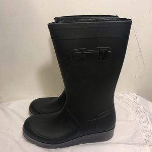 NEW WOMAN BLACK WEDGE RAIN BOOTS SLIP RESISTANT